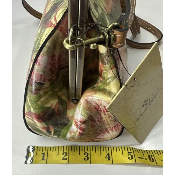 NWT Patricia Nash Kelmscott Frame Bag Leather Satchel Crossbody Seashells Floral - Picture 8 of 13